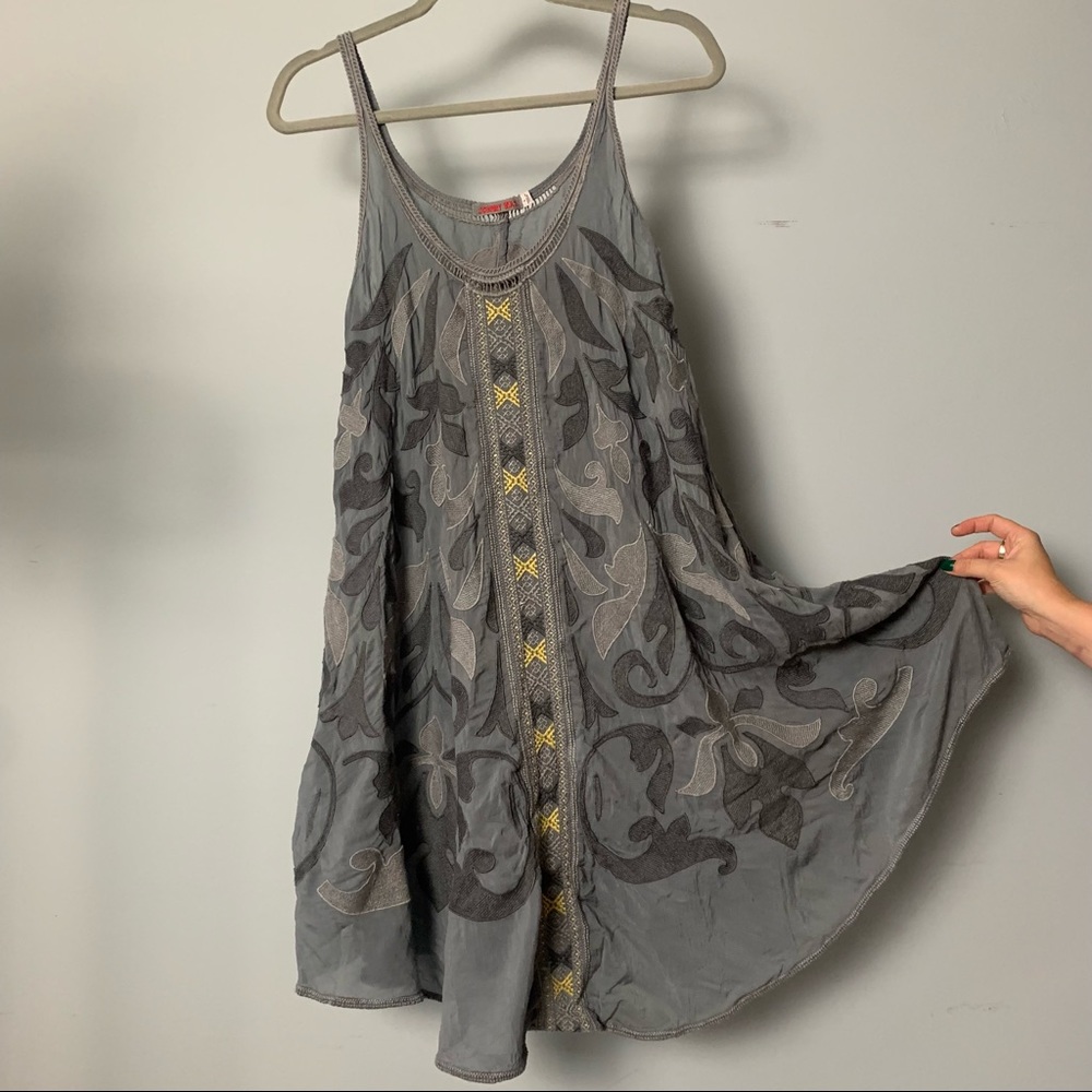 JOHNNY WAS COLLECTION EMBROIDERED MINI DRESS